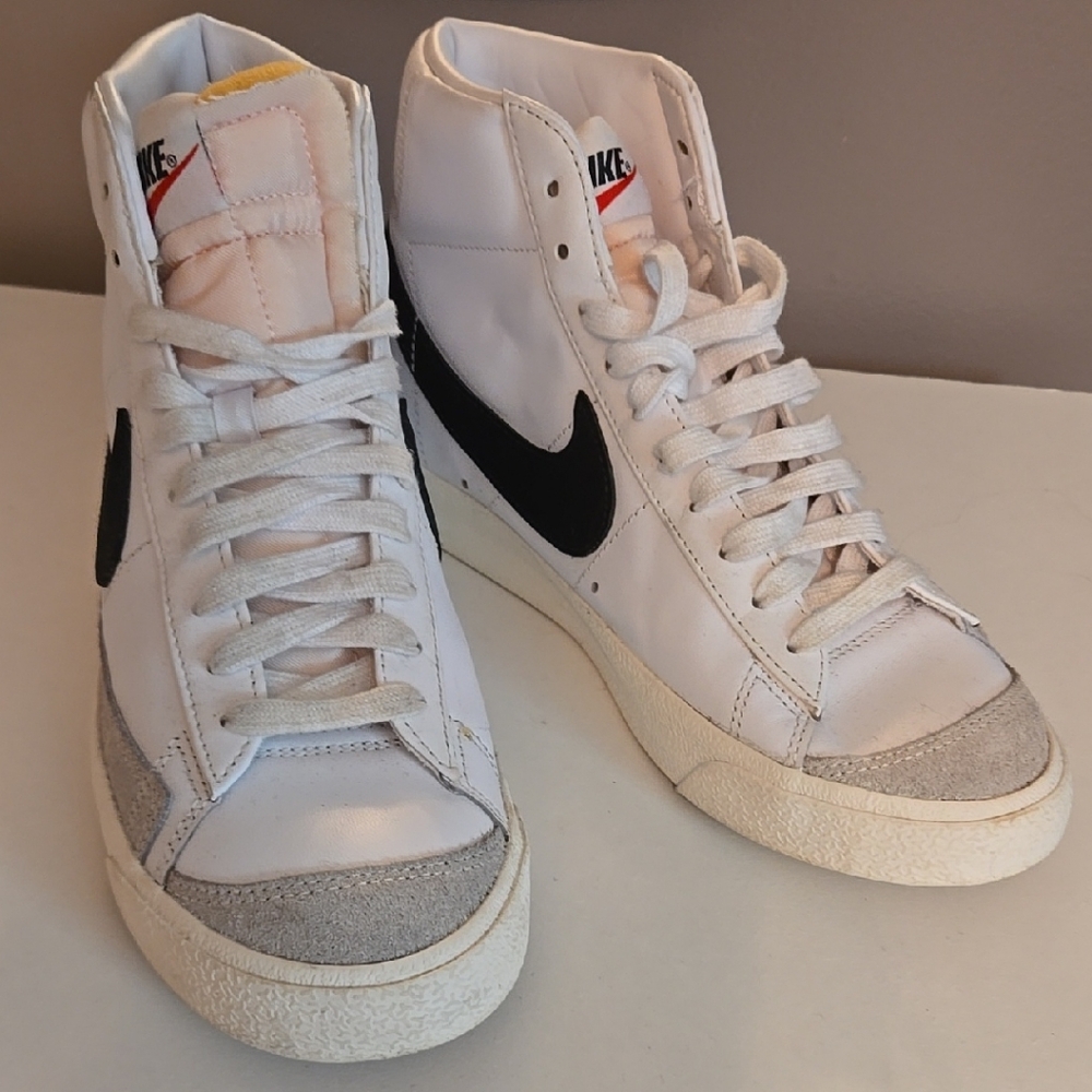 Nike White and Black High-Top Athletic Shoes